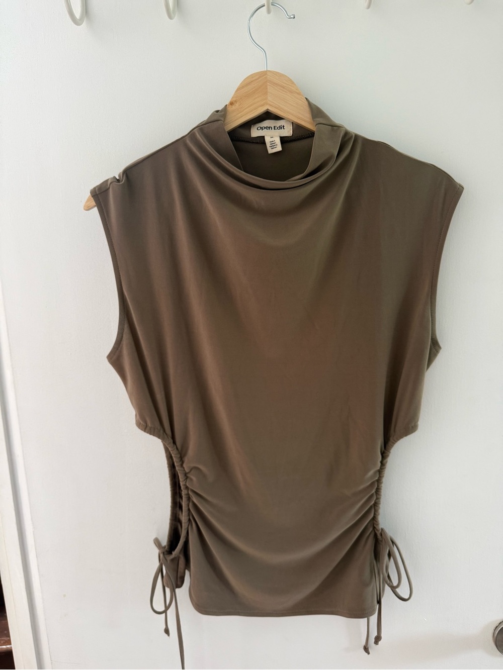 Open Edit Taupe Sleeveless Open Side Top Size M